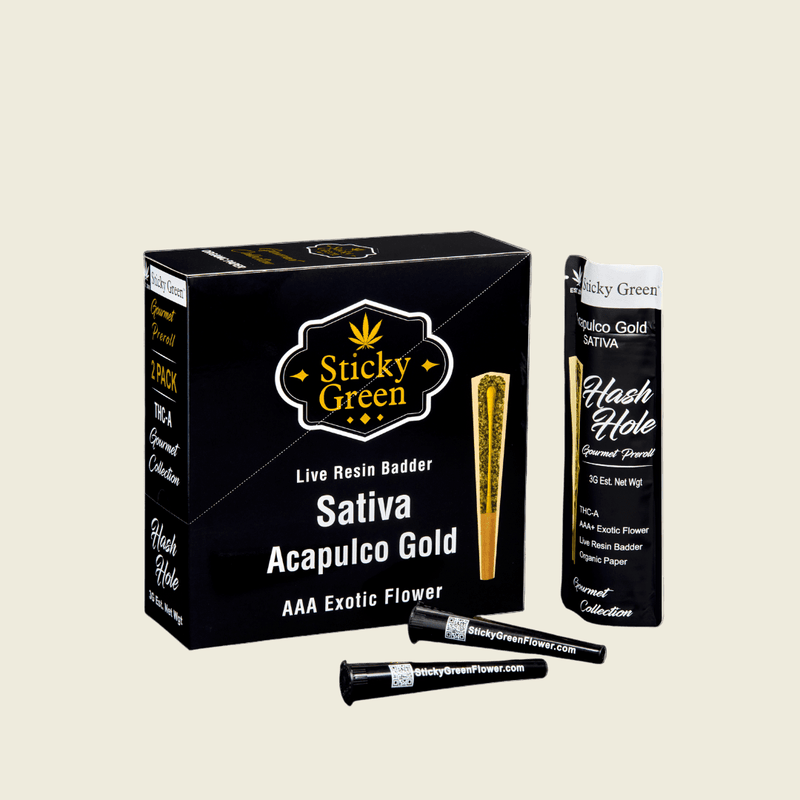Acapulco Gold Hash Hole Pre Rolls (Sativa) - Sticky Green Flower
