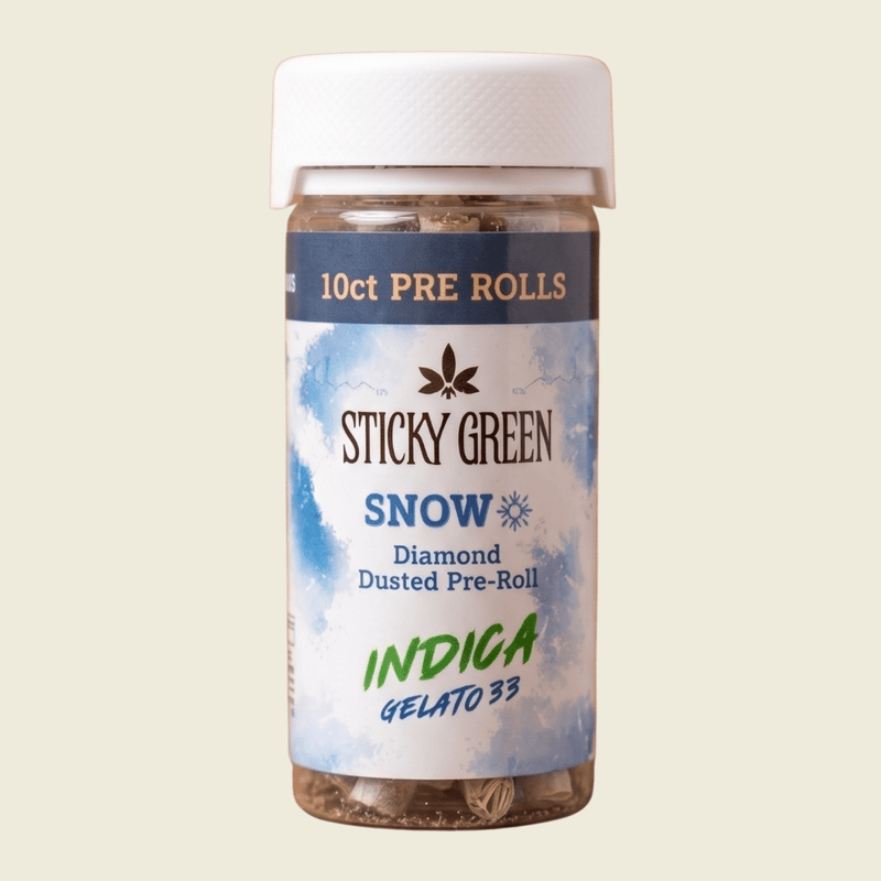 Gelato 33 Snow Collection Diamond Dusted Pre Rolls 10 Count (Indica) - Sticky Green Flower