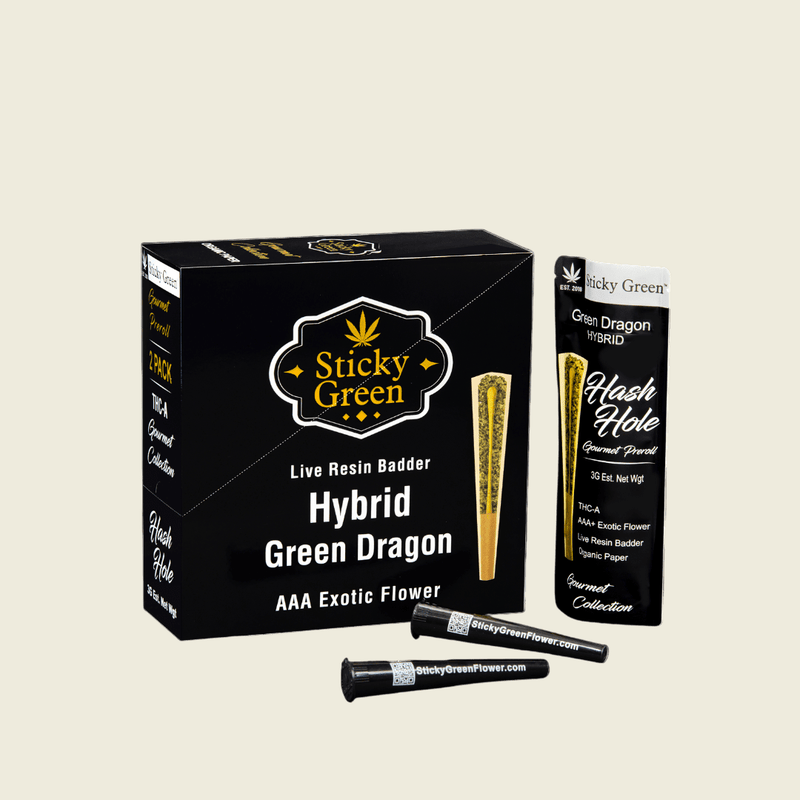 Green Dragon Hash Hole Pre Rolls (Hybrid) - Sticky Green Flower