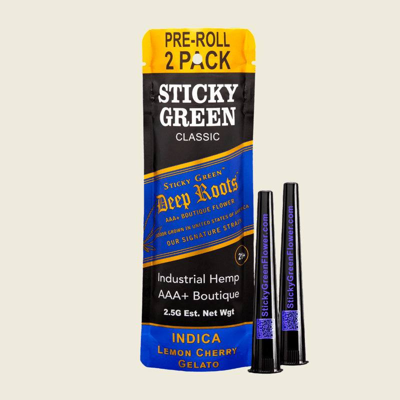 Lemon Cherry Gelato Deep Roots Pre Rolls (Indica) - Sticky Green Flower