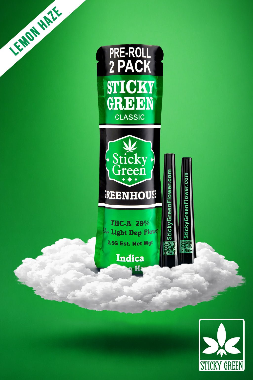 入手困難　cigar adhesive stoned reset CDセット Lemon Haze THCA Pre Rolls (25 Count) | Indica | Sticky Green
