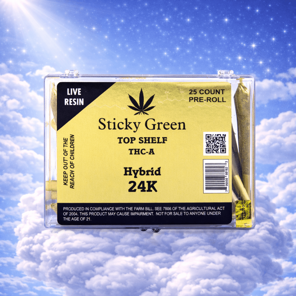 24K Hybrid Infused Top Shelf Pre Rolls (Hybrid) - Sticky Green Flower