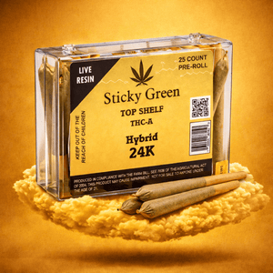 24K Hybrid Infused Top Shelf Pre Rolls (Hybrid) - Sticky Green Flower