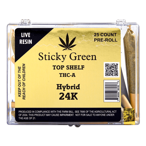 24K Hybrid Infused Top Shelf Pre Rolls (Hybrid) - Sticky Green Flower