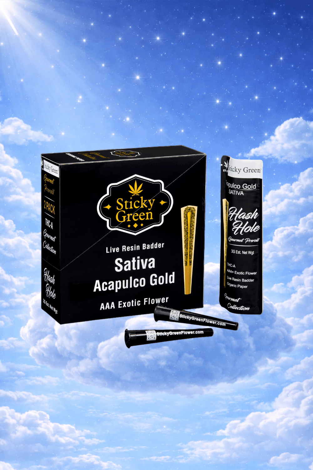 Acapulco Gold Hash Hole Pre Rolls (Sativa) - Sticky Green Flower