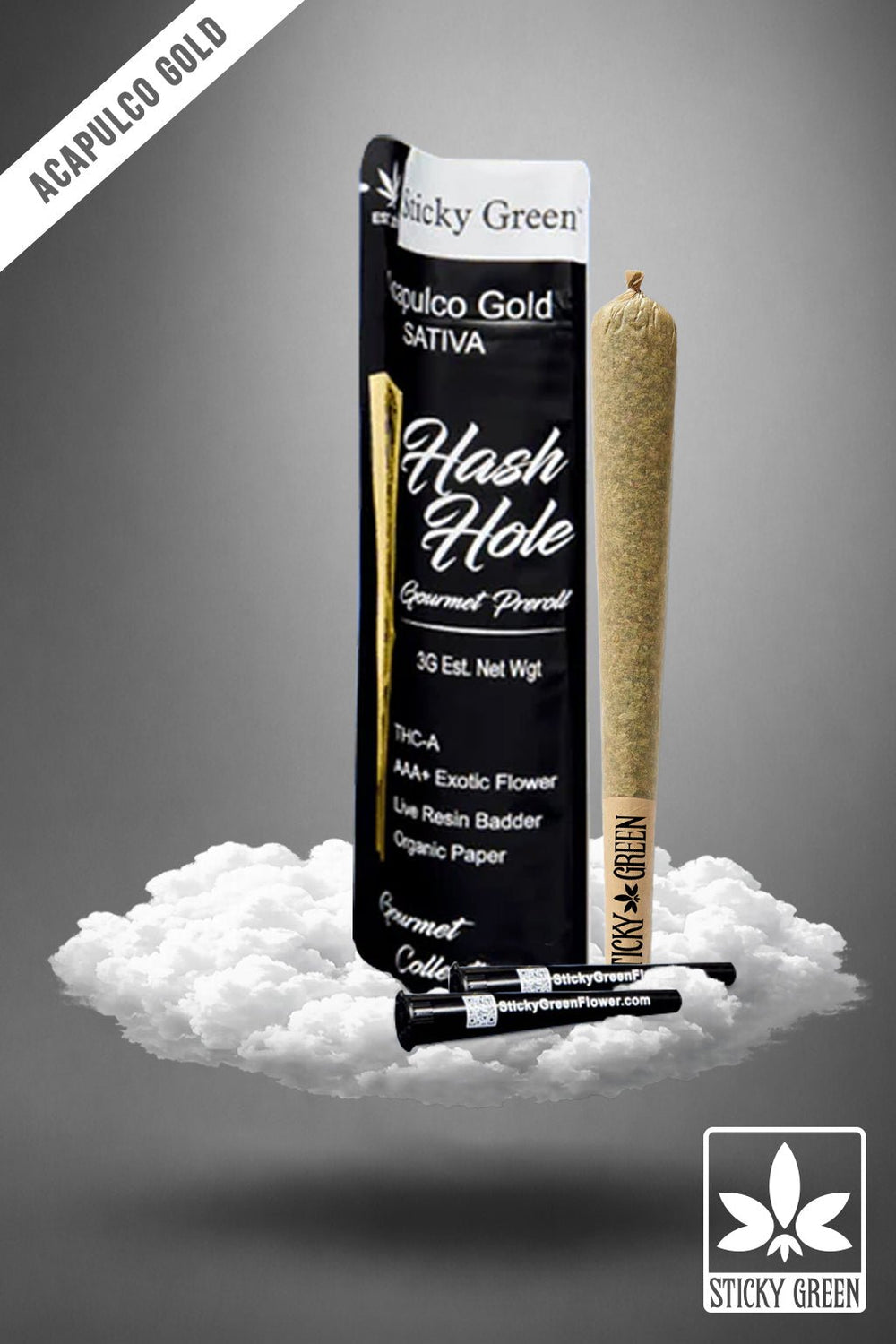 Acapulco Gold Hash Hole Pre Rolls (Sativa) - Sticky Green Flower