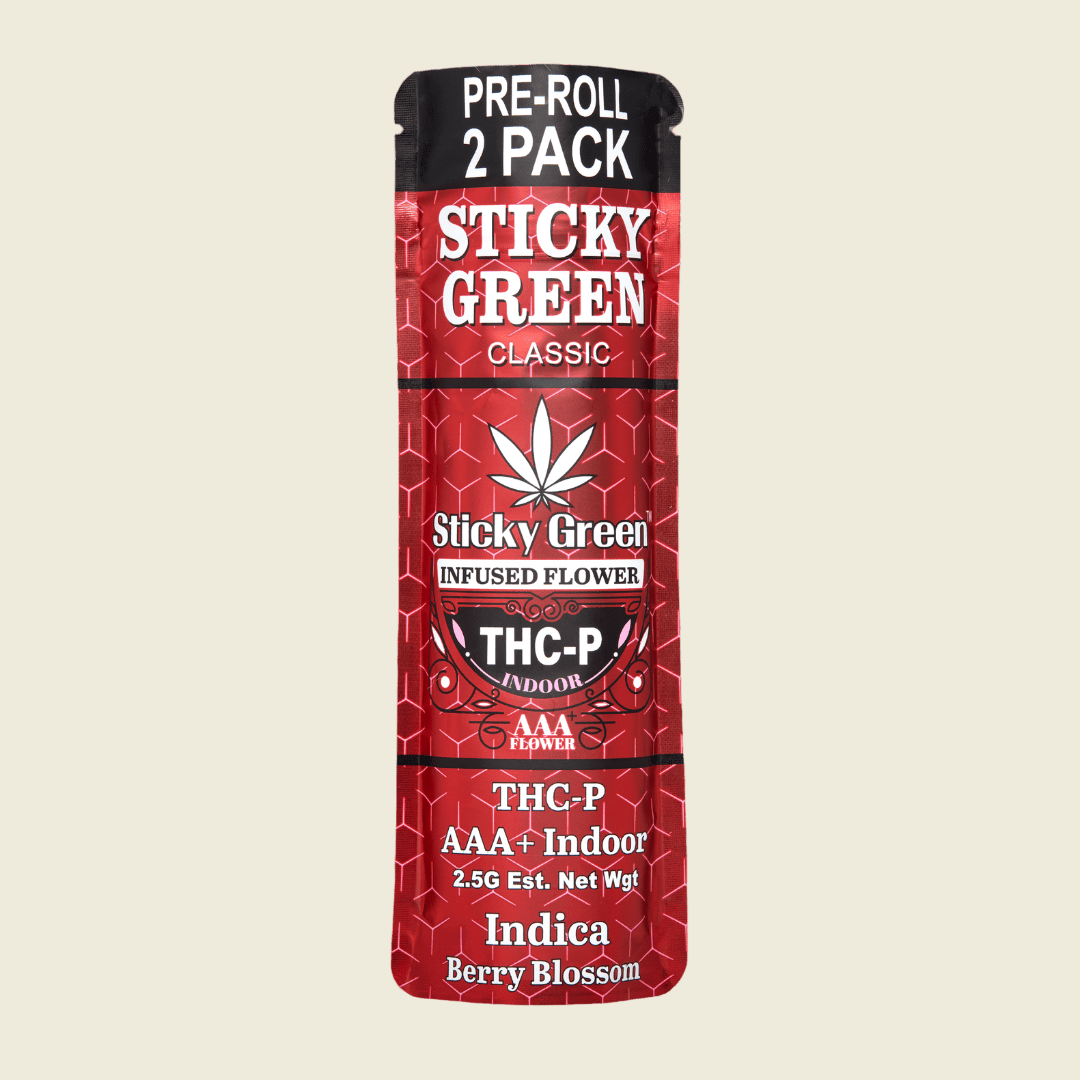 Berry Blossom THCP Pre Rolls (Indica) - Sticky Green Flower