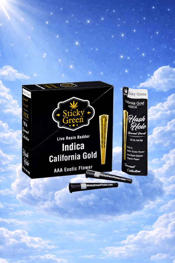California Gold Hash Hole Pre Rolls (Indica) - Sticky Green Flower