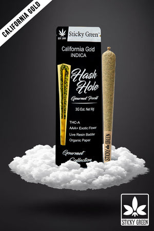 California Gold Hash Hole Pre Rolls (Indica) - Sticky Green Flower