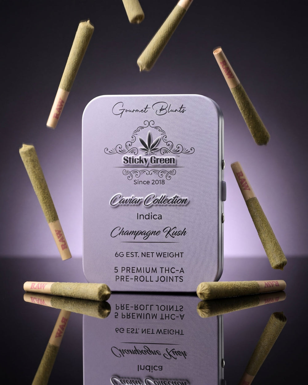 Champagne Kush Caviar Collection Pre Rolls (Indica) - Sticky Green Flower