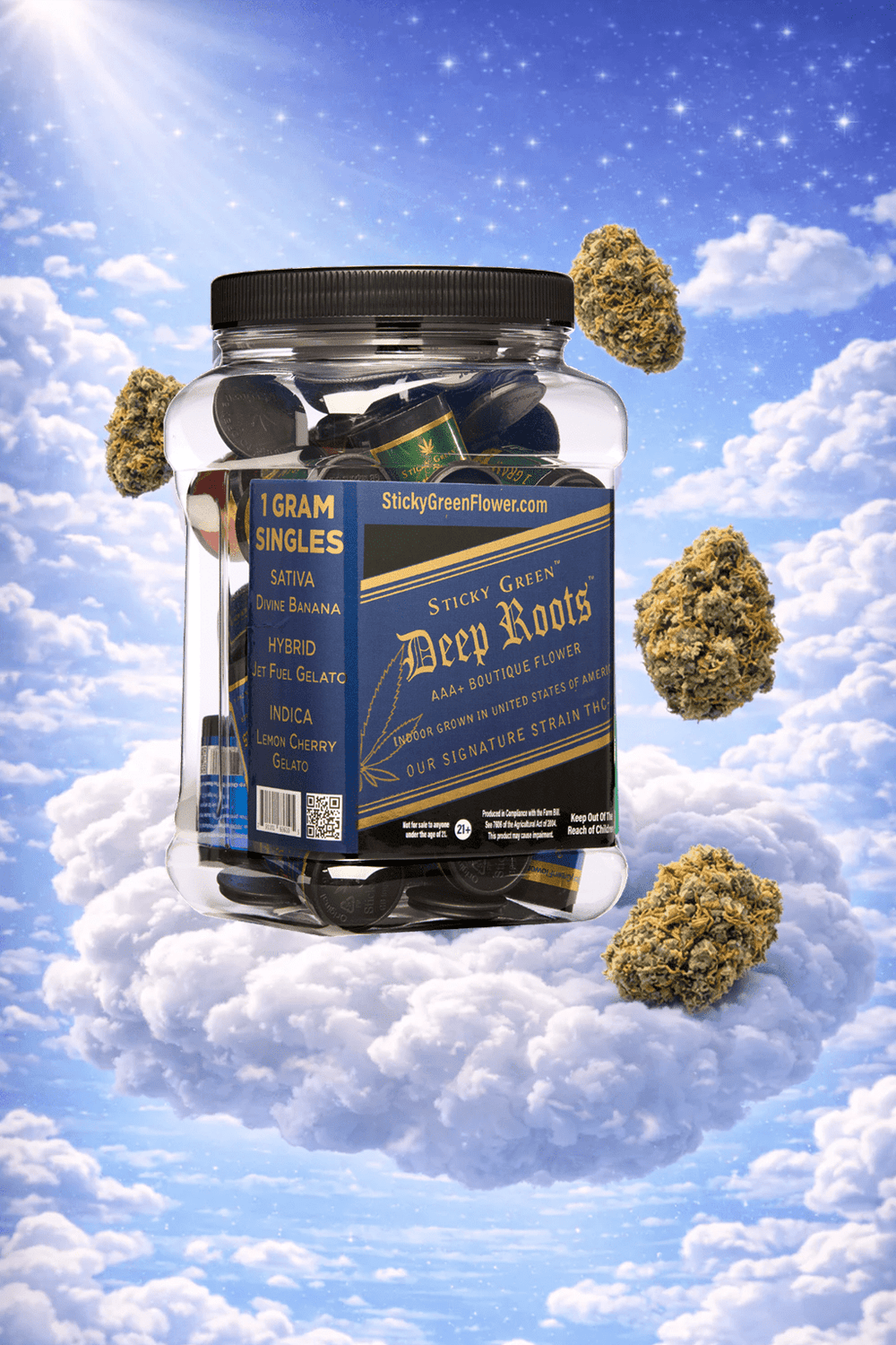 Deep Roots 20 Pack (1g Each) - Sticky Green Flower