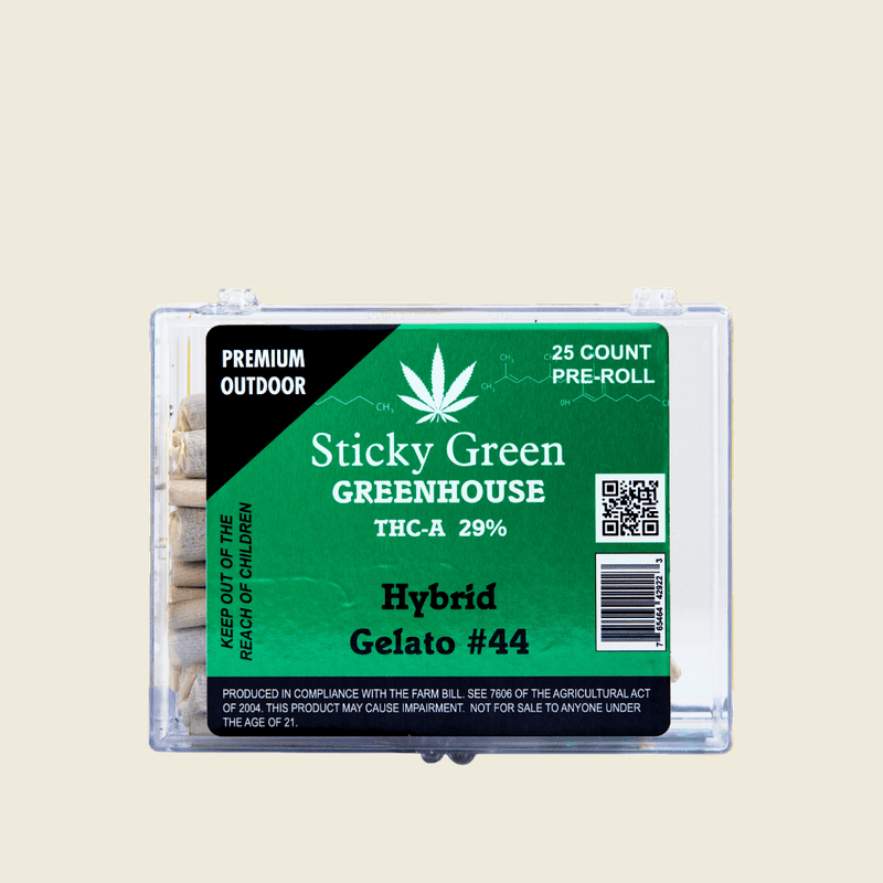 Gelato 44 Green House Pre Rolls (Hybrid) - Sticky Green Flower