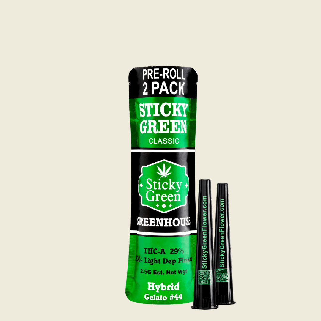 Gelato 44 Green House Pre Rolls (Hybrid) - Sticky Green Flower