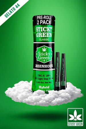 Gelato 44 Green House Pre Rolls (Hybrid) - Sticky Green Flower