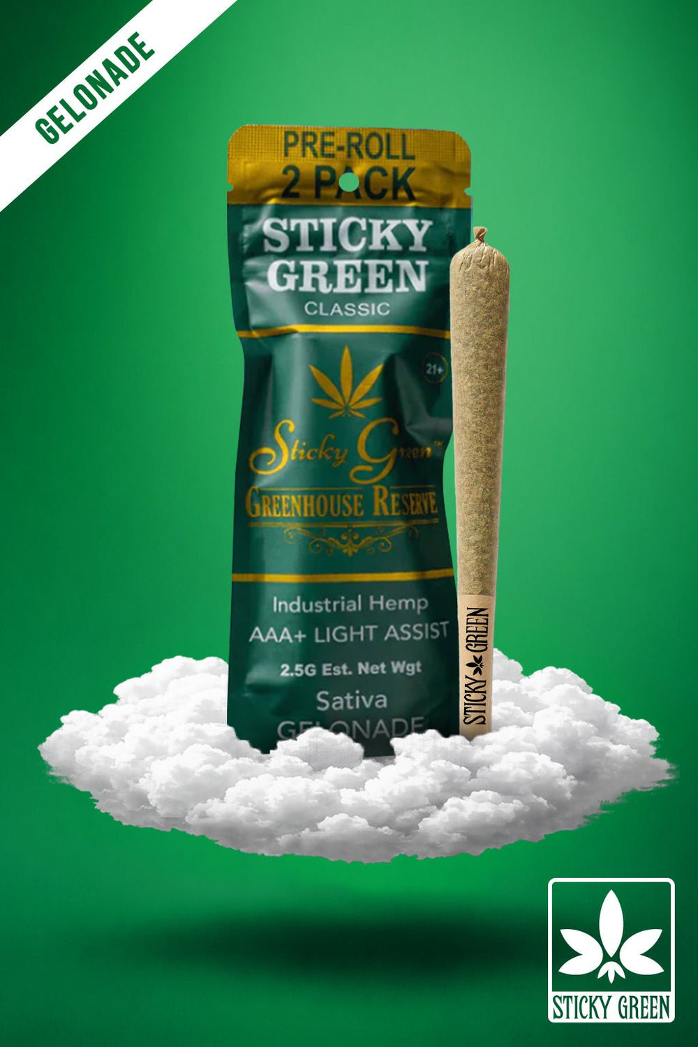 Gelonade Green House Reserve Pre Rolls (Sativa) - Sticky Green Flower