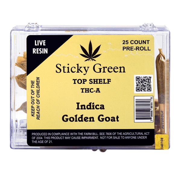 Golden Goat Infused Top Shelf Pre Rolls (Indica) - Sticky Green Flower