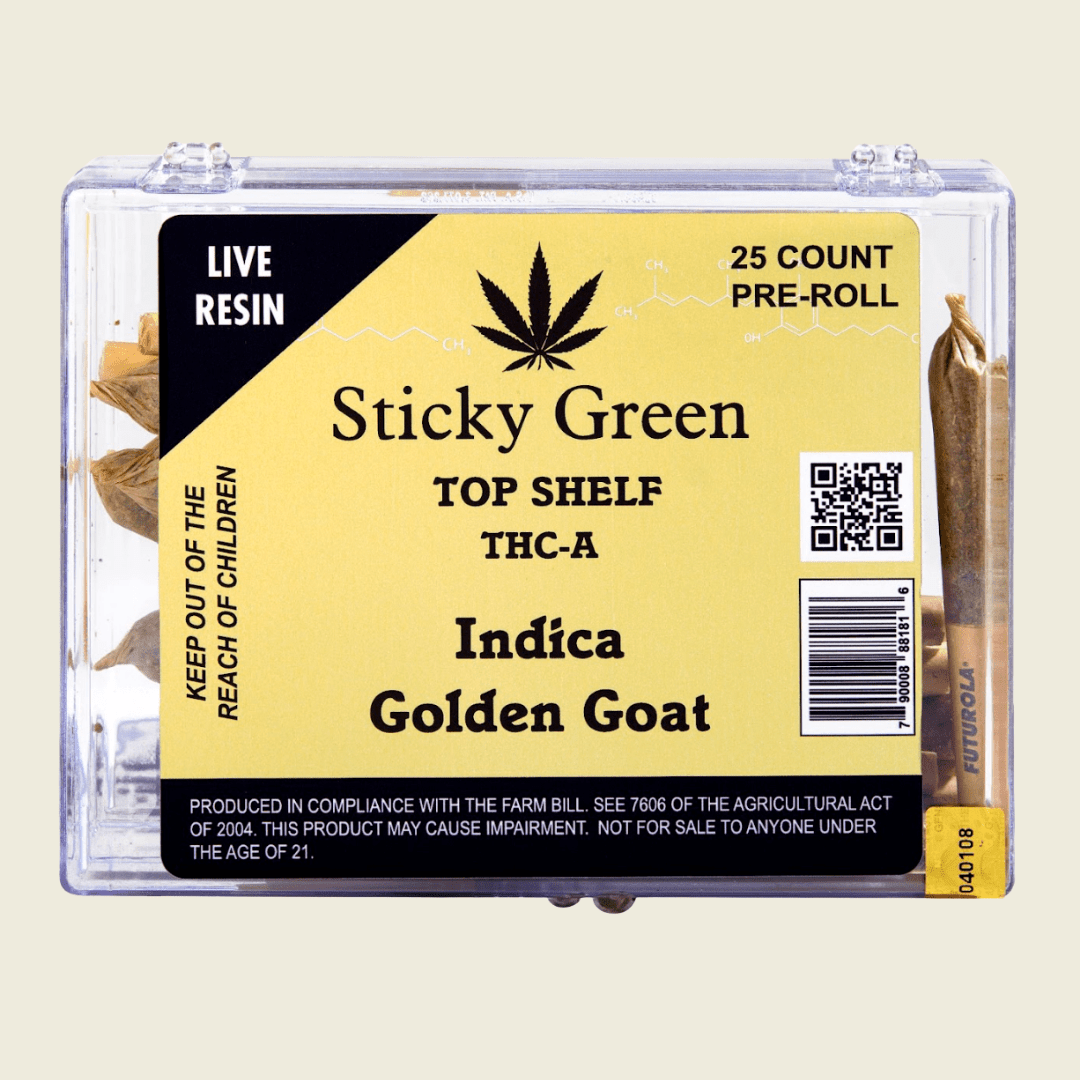 Golden Goat Infused Top Shelf Pre Rolls (Indica) - Sticky Green Flower