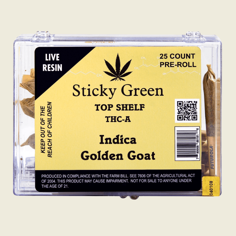 Golden Goat Infused Top Shelf Pre Rolls (Indica) - Sticky Green Flower