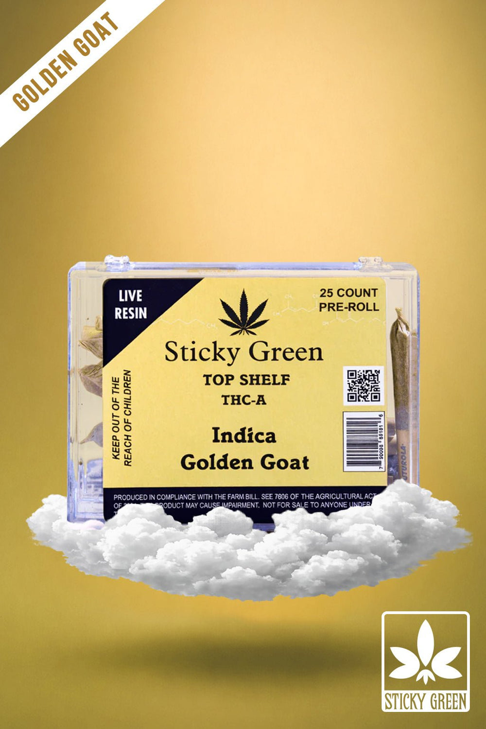 Golden Goat Infused Top Shelf Pre Rolls (Indica) - Sticky Green Flower