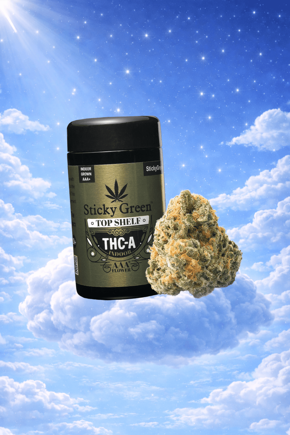 Golden Goat Top Shelf Flower (Indica) - Sticky Green Flower