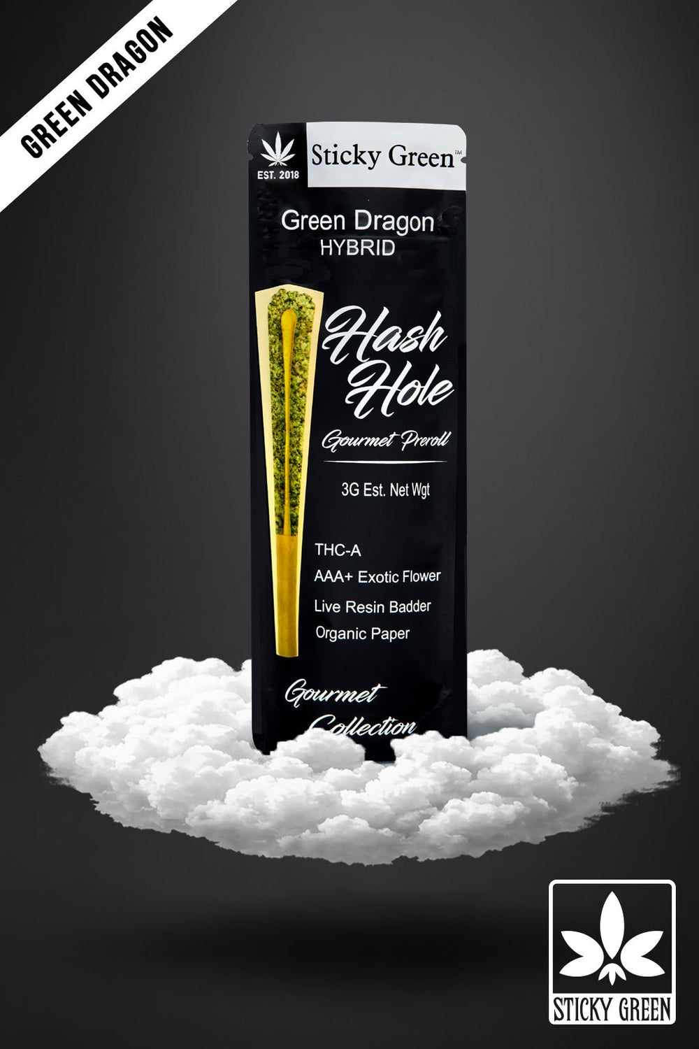 Green Dragon Hash Hole Pre Rolls (Hybrid) - Sticky Green Flower