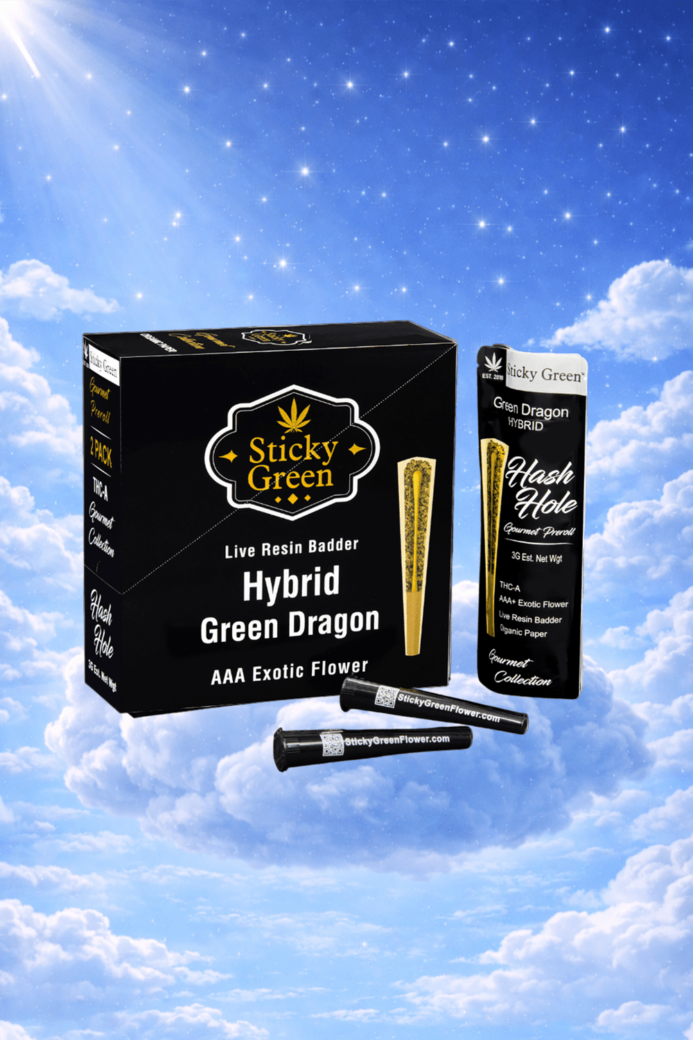 Green Dragon Hash Hole Pre Rolls (Hybrid) - Sticky Green Flower