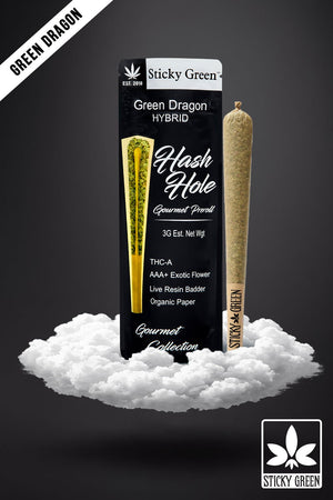 Green Dragon Hash Hole Pre Rolls (Hybrid) - Sticky Green Flower
