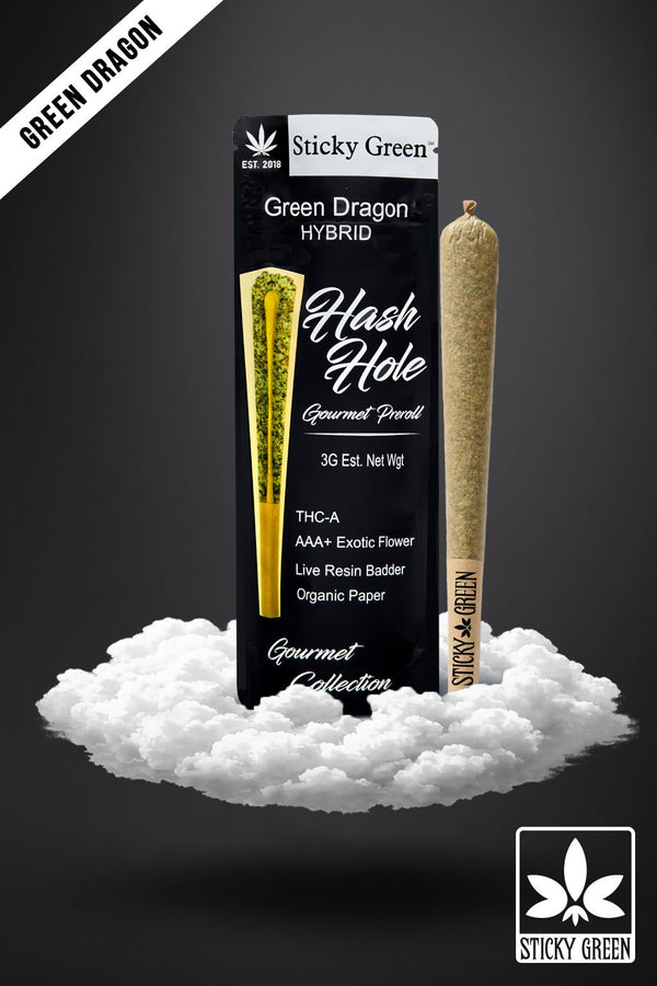 Green Dragon Hash Hole Pre Rolls (Hybrid) - Sticky Green Flower