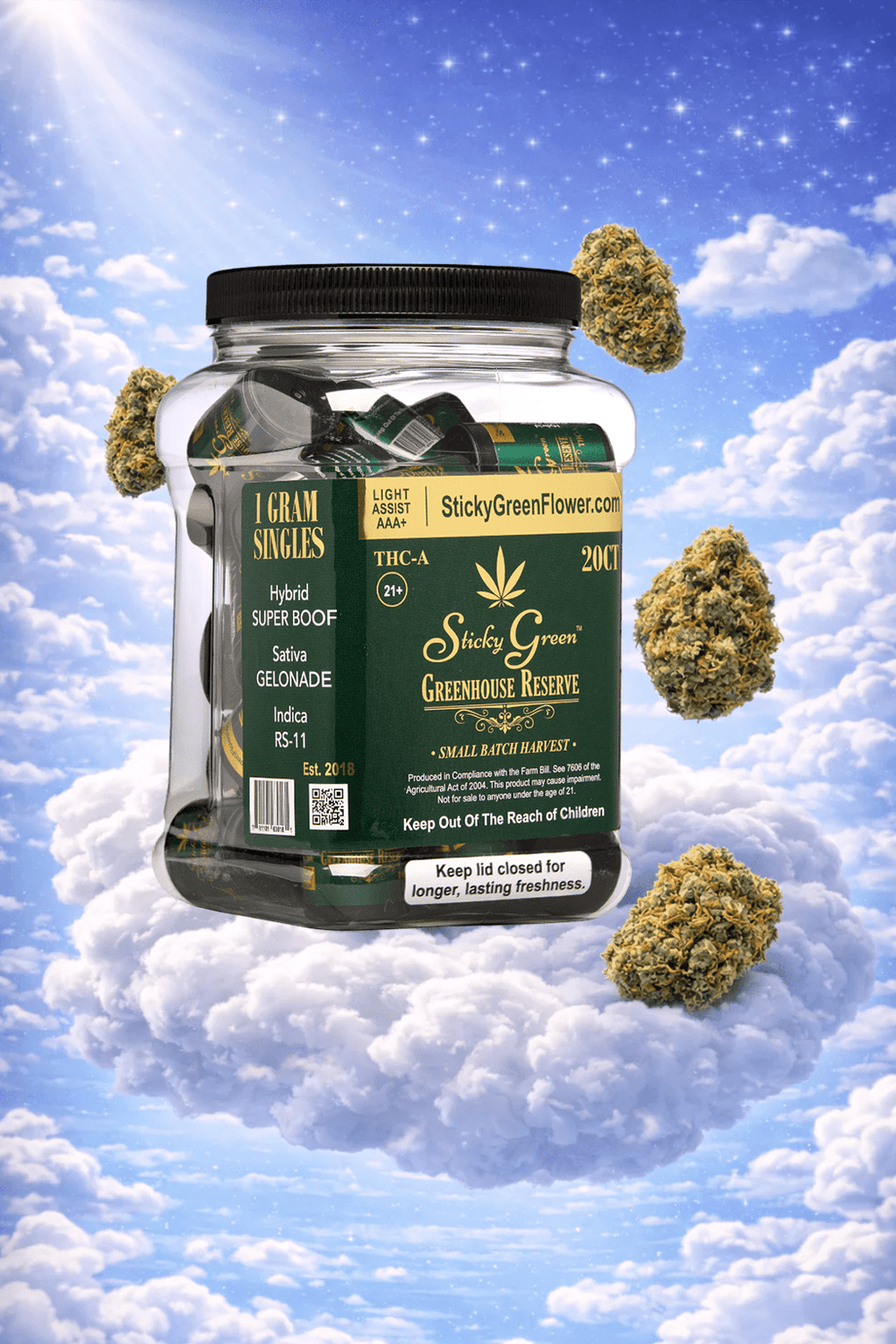 Green House Reserve Flower (20ct) - Sticky Green Flower