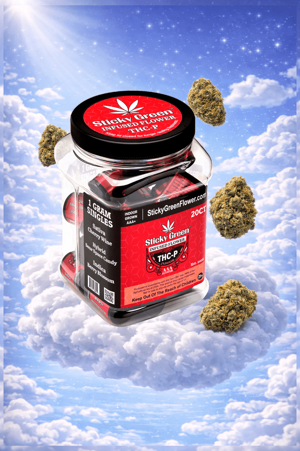 Infused Flower THCP 1g (20ct) - Sticky Green Flower