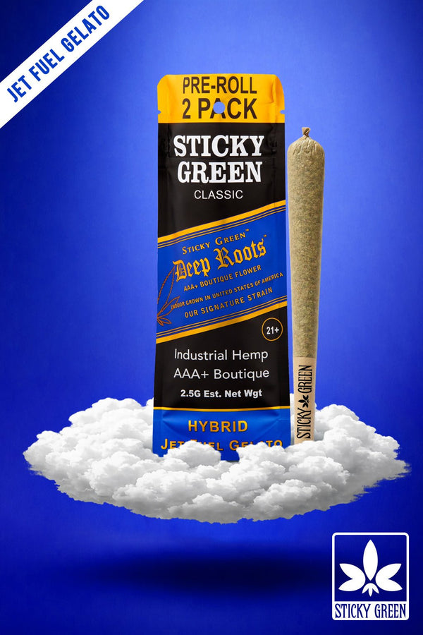 Jet Fuel Gelato Deep Roots Pre Rolls (Hybrid) - Sticky Green Flower