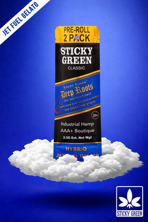Jet Fuel Gelato Deep Roots Pre Rolls (Hybrid) - Sticky Green Flower