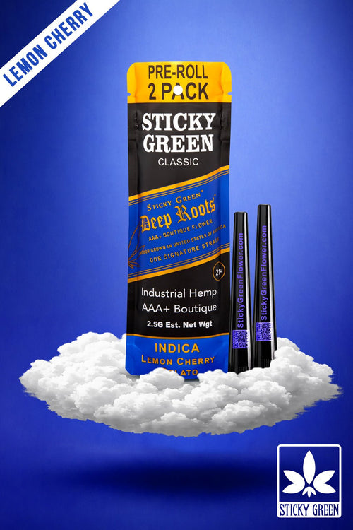 Lemon Cherry Gelato Deep Roots Pre Rolls (Indica) - Sticky Green Flower