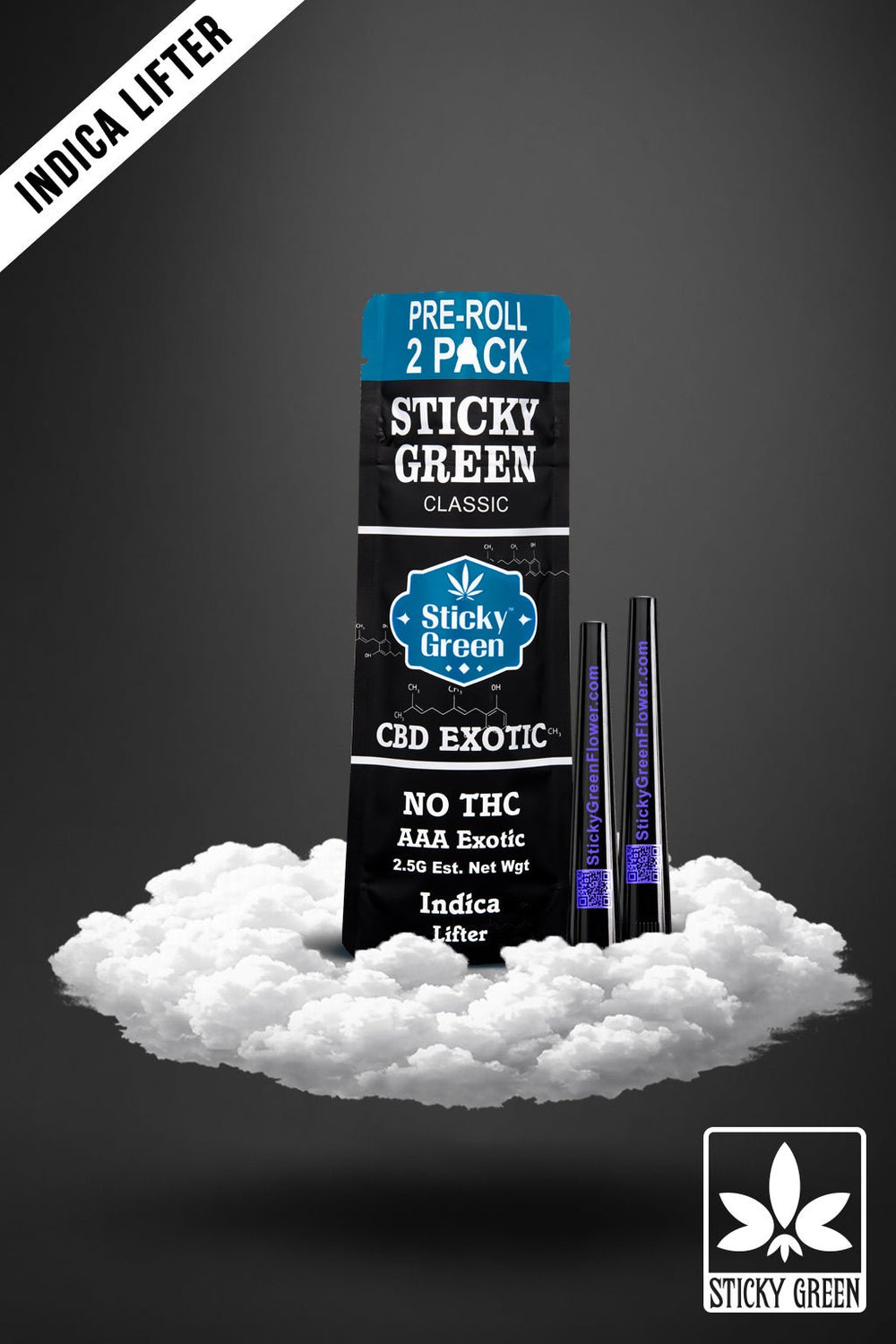 Lifter CBD Pre Rolls (Indica) - Sticky Green Flower