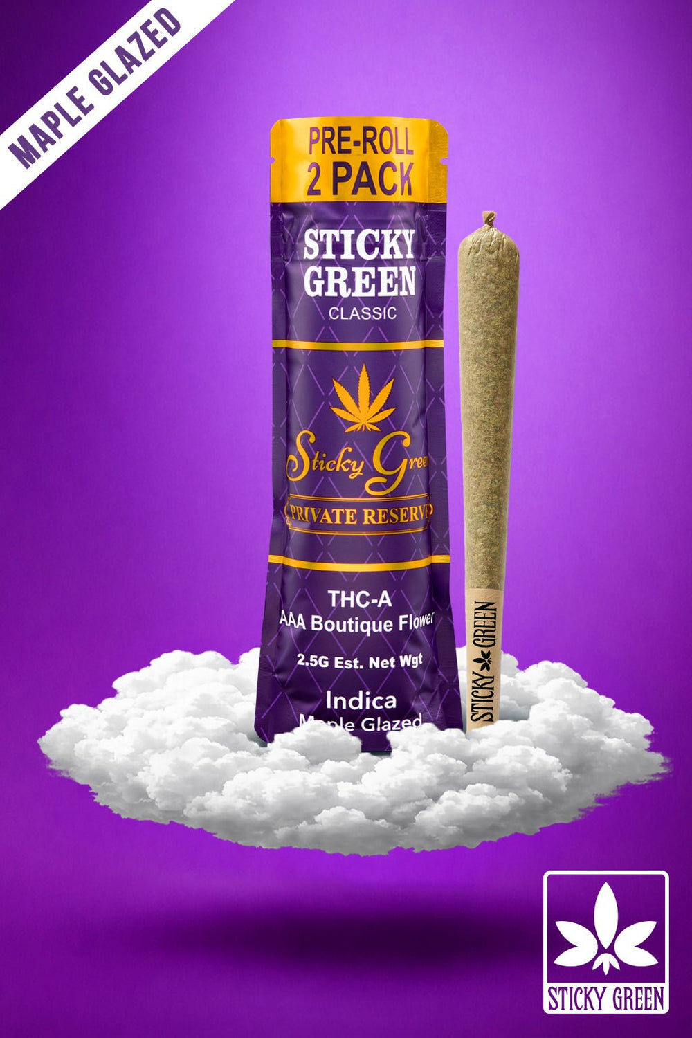 Maple Glazed Private Reserve Pre Rolls (Indica) - Sticky Green Flower
