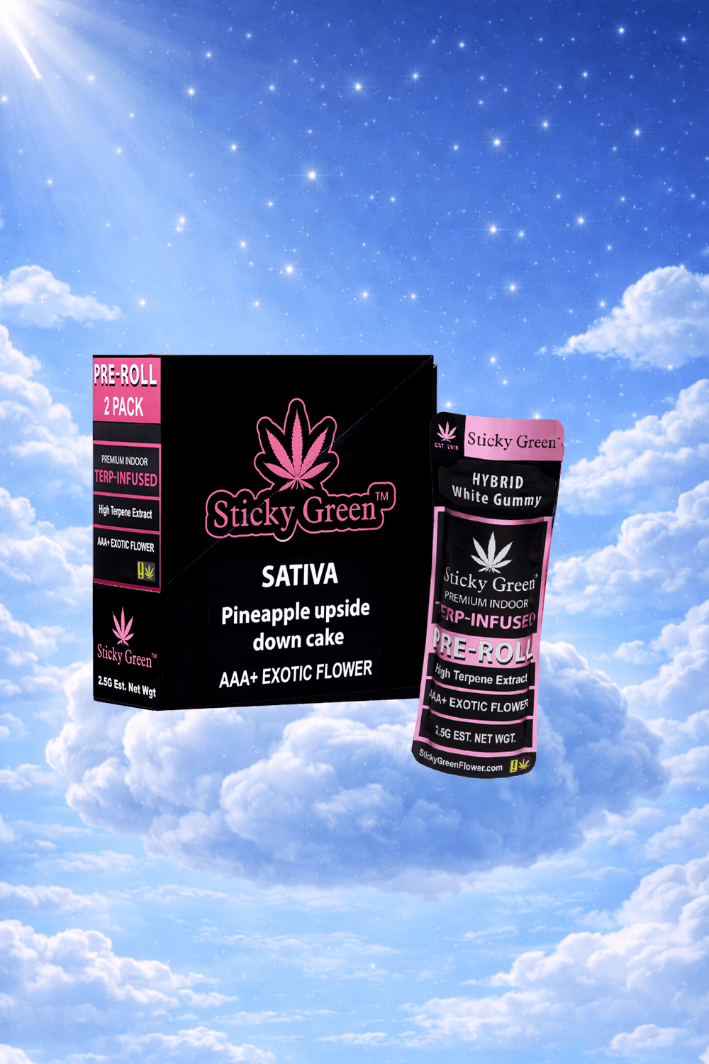 Pineapple Upside Down Cake Terp Infused Pre Rolls (Sativa) - Sticky Green Flower