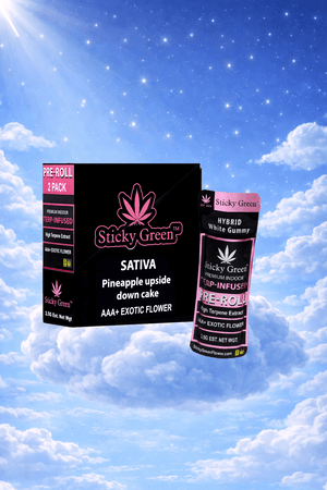 Pineapple Upside Down Cake Terp Infused Pre Rolls (Sativa) - Sticky Green Flower