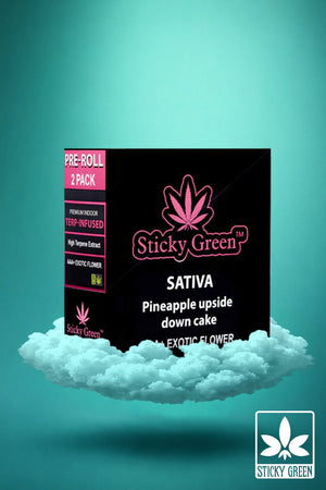 Pineapple Upside Down Cake Terp Infused Pre Rolls (Sativa) - Sticky Green Flower