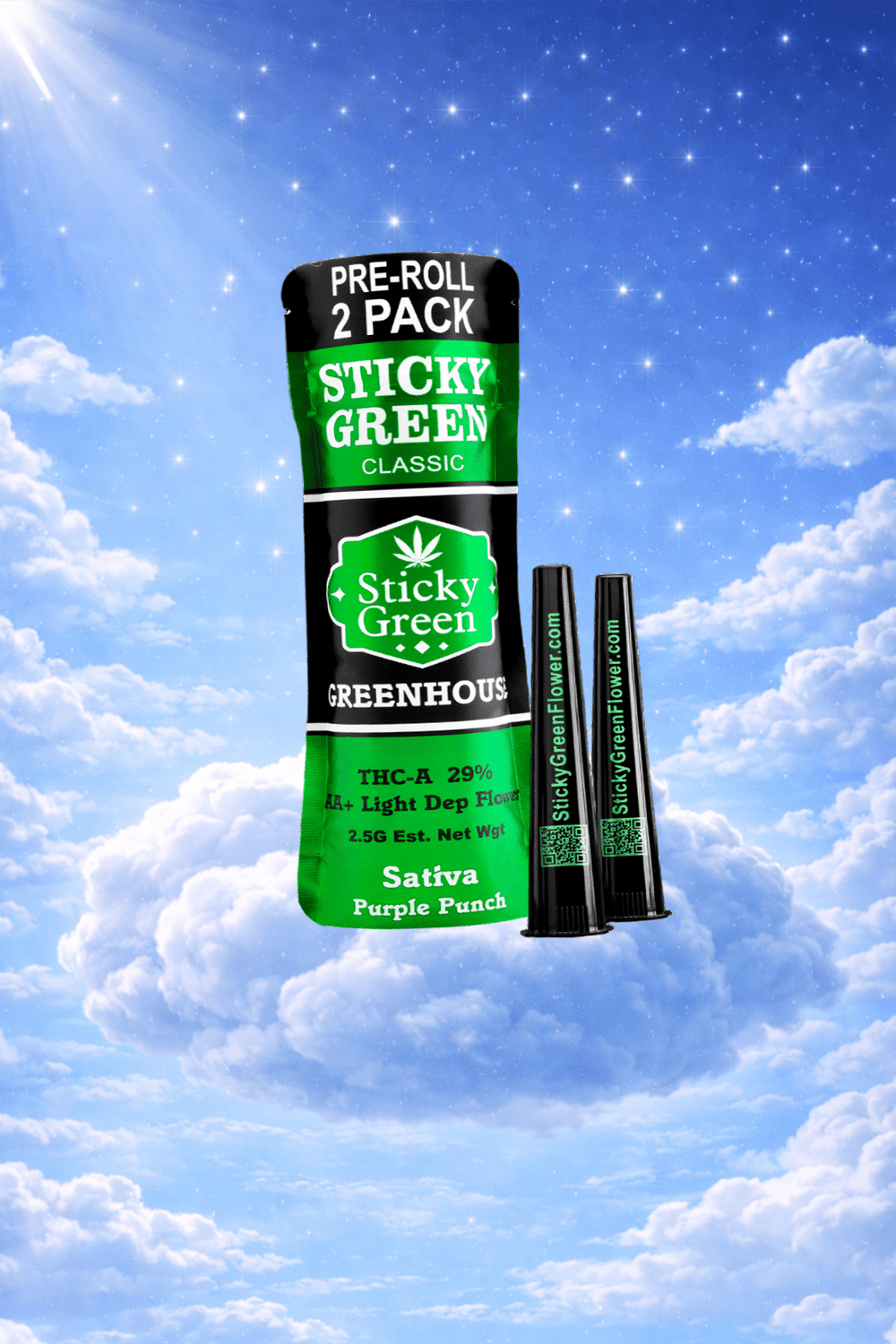 Purple Punch Green House Pre Rolls (Sativa) - Sticky Green Flower