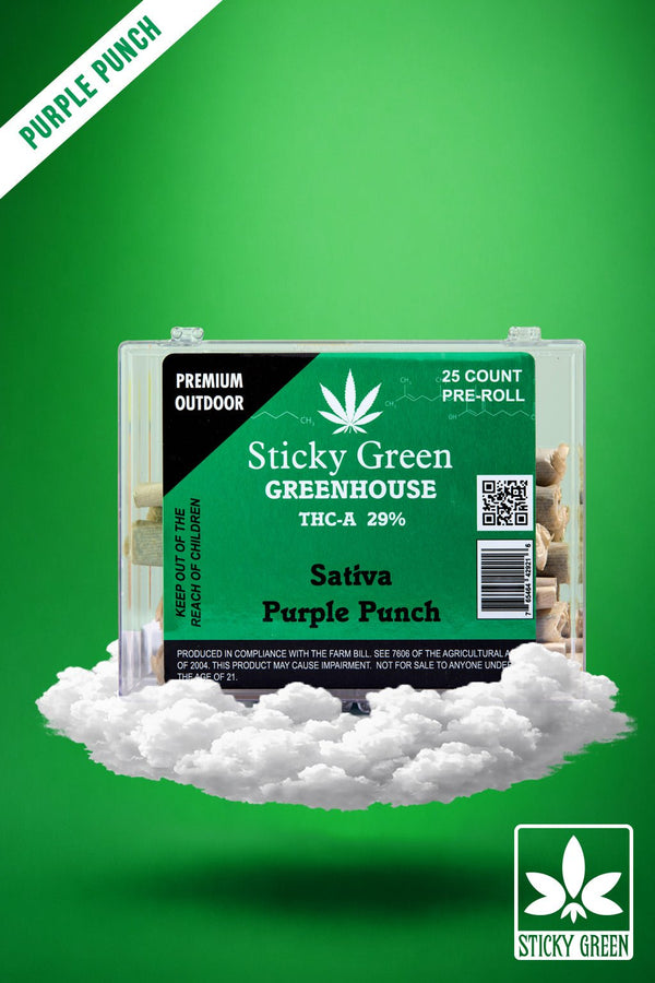 Purple Punch Green House Pre Rolls (Sativa) - Sticky Green Flower