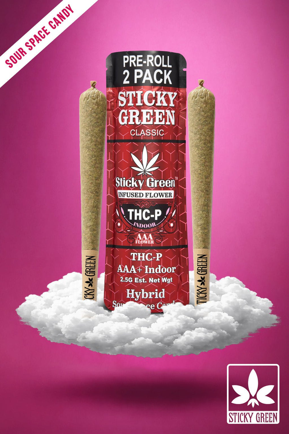 Sour Space Candy THCP Pre Rolls (Hybrid) - Sticky Green Flower