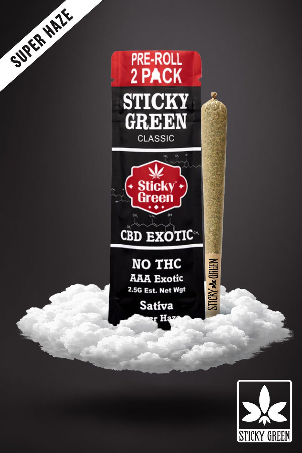 Super Haze CBD Pre Rolls (Sativa) - Sticky Green Flower