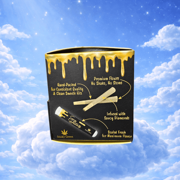White Widow Indica Pre Rolls Saucy Diamonds - Sticky Green Flower